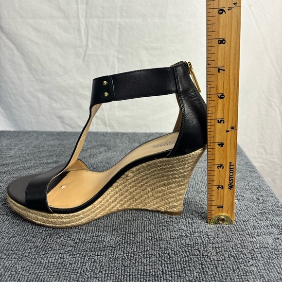 Michael Kors Black T-Strap Women's Wedge Sandals Size 7.5 - Picture 11 of 11